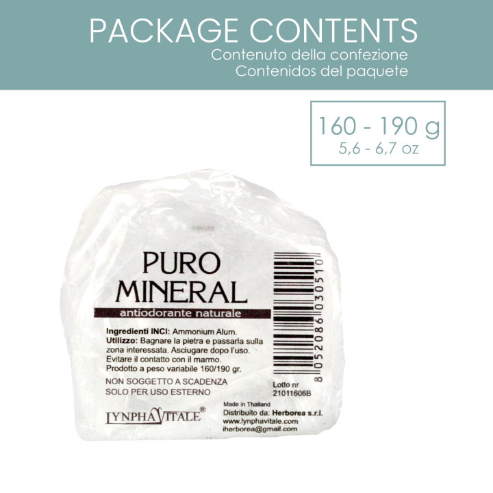 Pietra Puro Mineral 160-190 g Allume di Ammonio