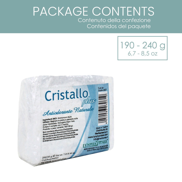 Pietra Cristallo Plus 190-240 g Allume di Ammonio