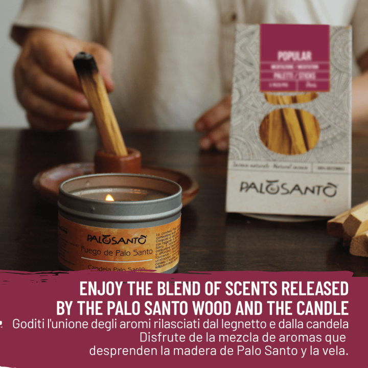 Kit Fumigazione: Paletti Palo Santo 'Popular' Perù + Candela Profumata