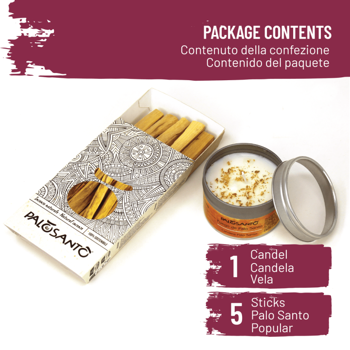 Kit Fumigazione: Paletti Palo Santo 'Popular' Perù + Candela Profumata