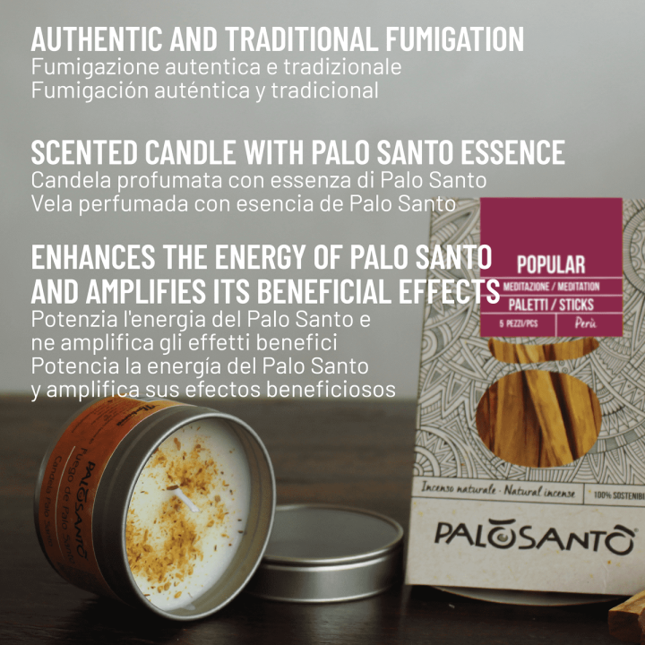 Kit Fumigazione: Paletti Palo Santo 'Popular' Perù + Candela Profumata