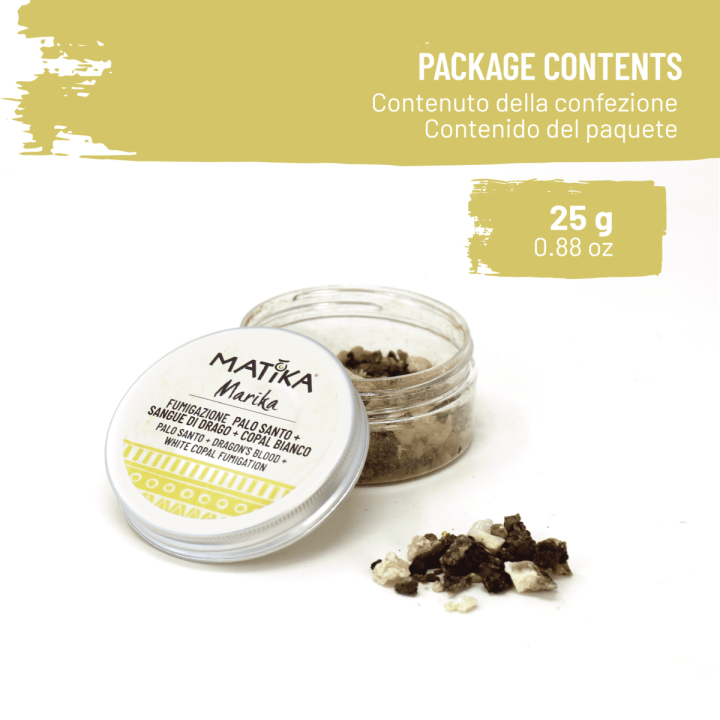 Miscela di Incensi 'Marika' con Palo Santo, Sangue di Drago e Copal Bianco per Fumigazione