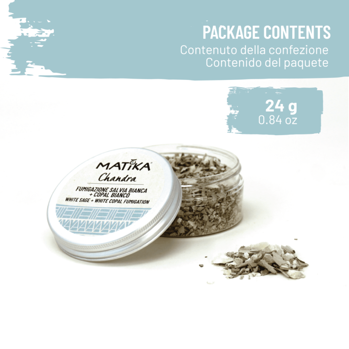 Miscela di Incensi 'Chandra' con Salvia Bianca e Copal Bianco per Fumigazioni