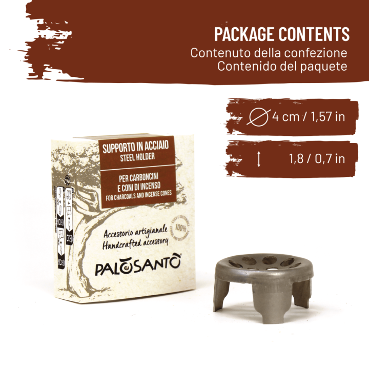 Supporto per Carboncini in Acciaio Per Bracieri e Brucia Incensi