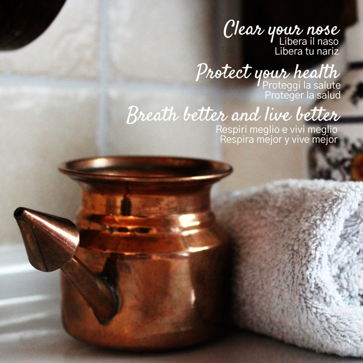 Neti Pot In Rame per Lavaggi Nasali Rimedio Ayurvedico Neti Lota
