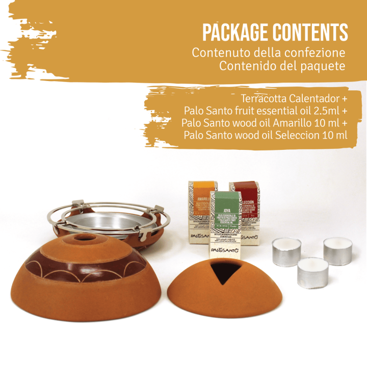 Kit Diffusore 'Calentador' in Terracotta  + Oli Essenziali di Palo Santo