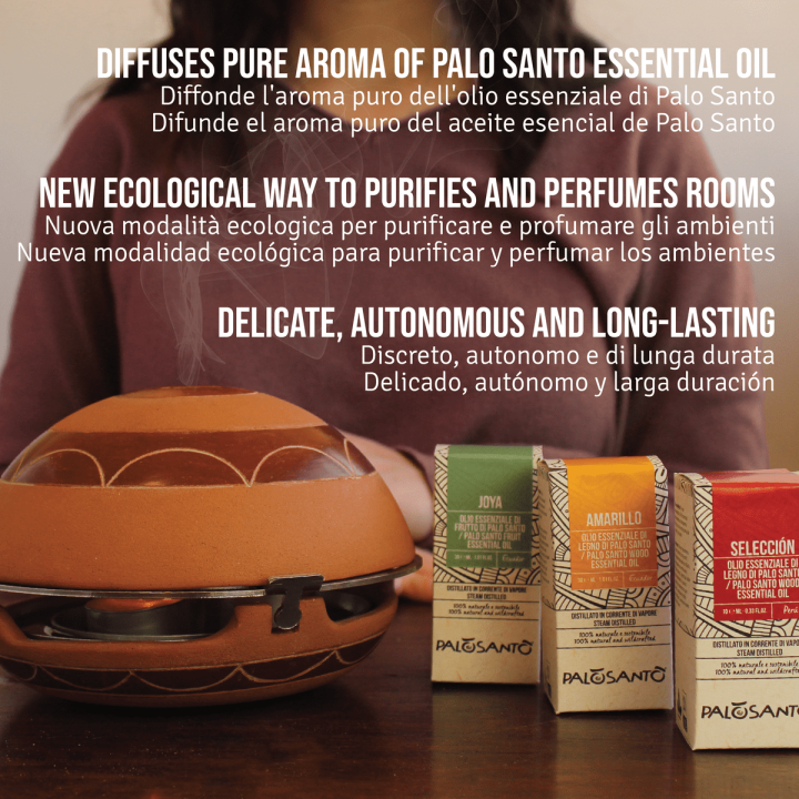 Kit Diffusore 'Calentador' in Terracotta  + Oli Essenziali di Palo Santo