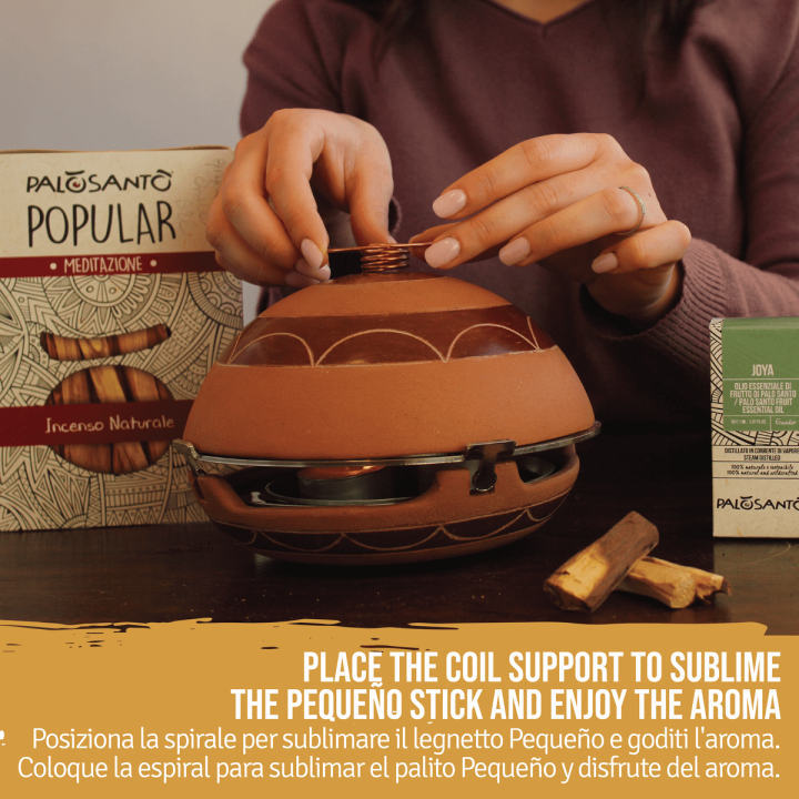 Kit Sublimazione Palo Santo con Diffusore 'Calentador' in Terracotta