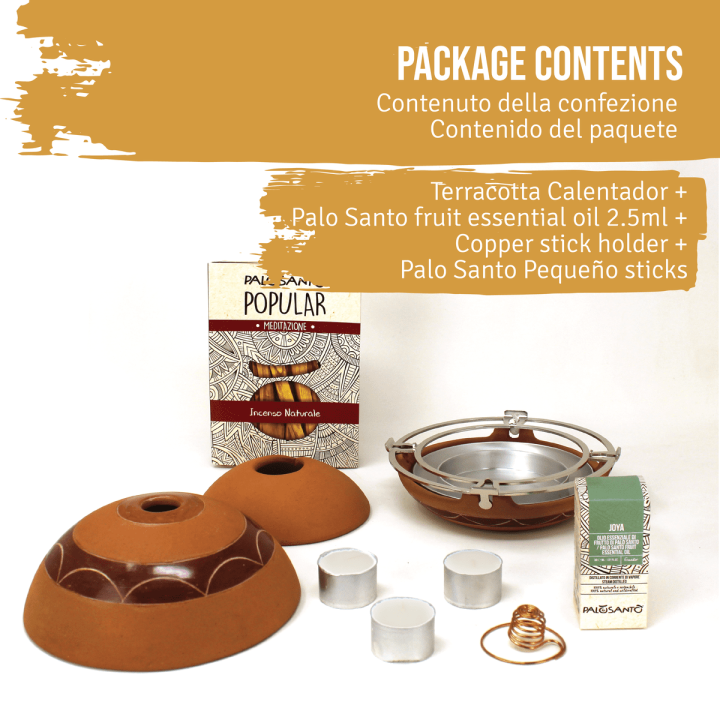 Kit Sublimazione Palo Santo con Diffusore 'Calentador' in Terracotta