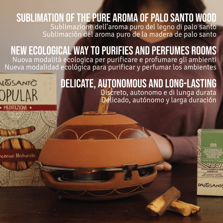 Kit Sublimazione Palo Santo con Diffusore 'Calentador' in Terracotta