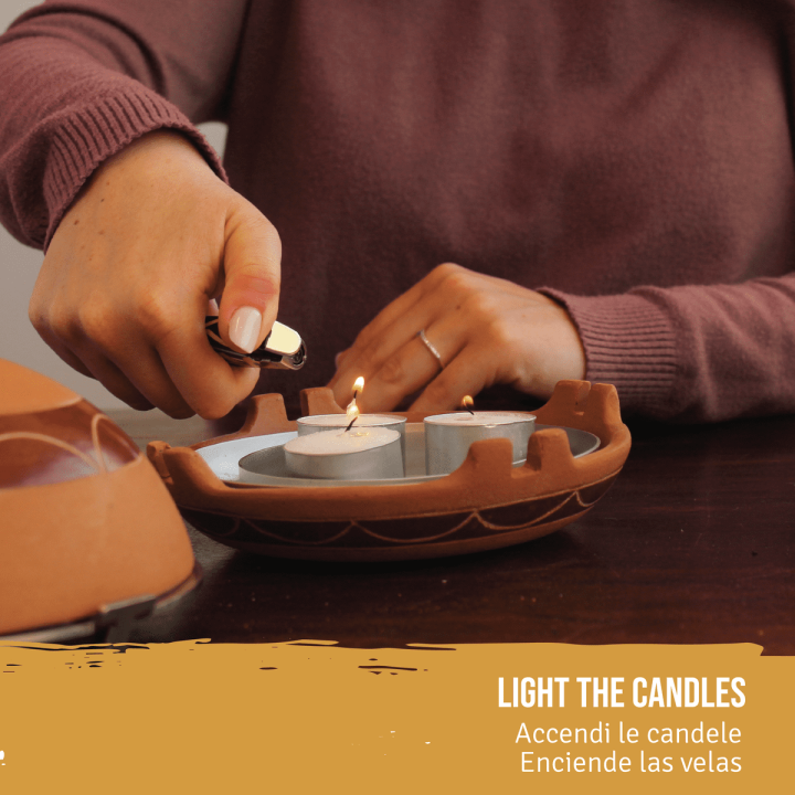 Kit Sublimazione Palo Santo con Diffusore 'Calentador' in Terracotta