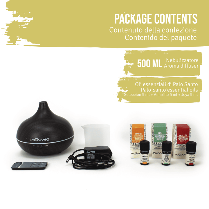 Kit Diffusore ad Ultrasuoni + Oli Essenziali di Palo Santo