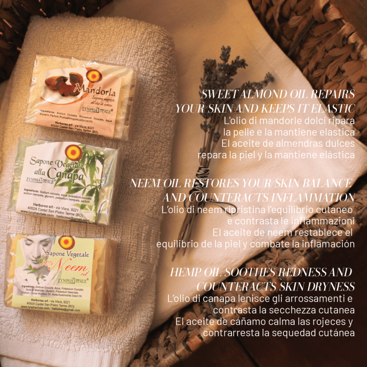 Kit 3 Saponette Artigianali – Mandorla, Neem, Canapa