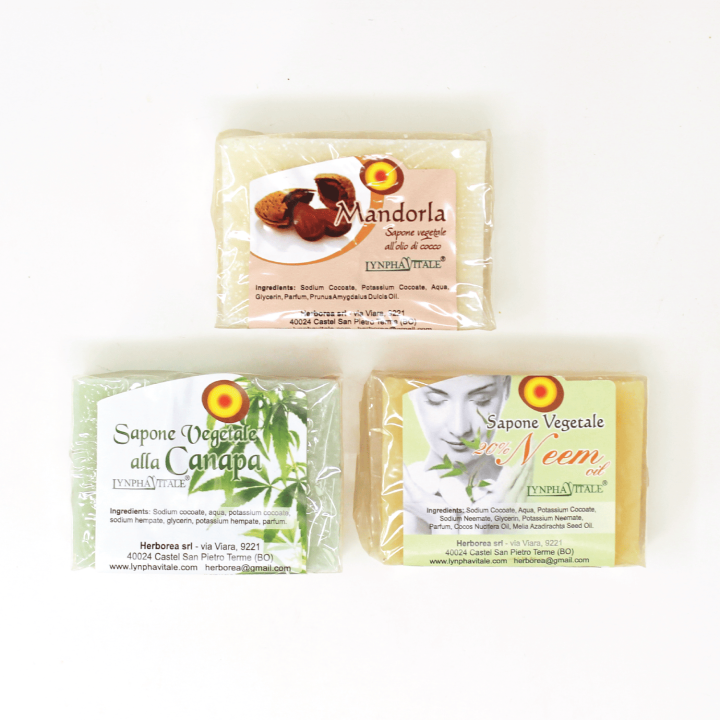 Kit 3 Saponette Artigianali – Mandorla, Neem, Canapa