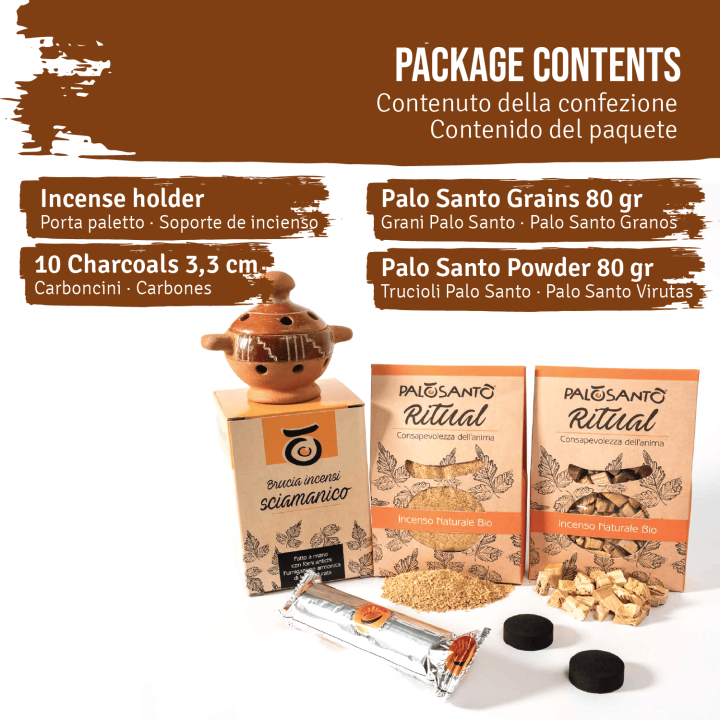 Kit Brucia Incenso, Grani Ritual, Trucioli Ritual, Carboncini Diam. 33