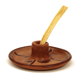 Piatto Porta Incenso 'Lliptas' In Terracotta Artigianale Con Paletto Palo Santo Incluso