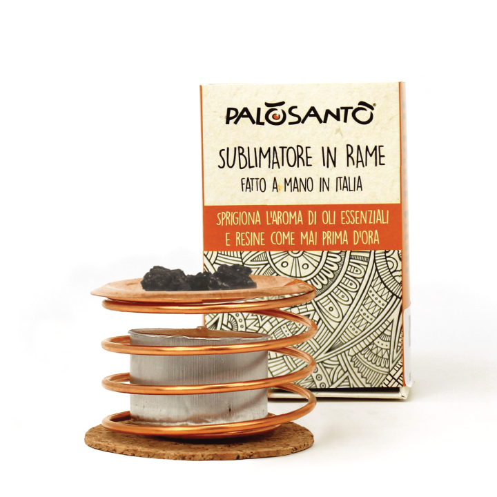 Sublimatore in Rame con Candela e Resina di Palo Santo inclusi