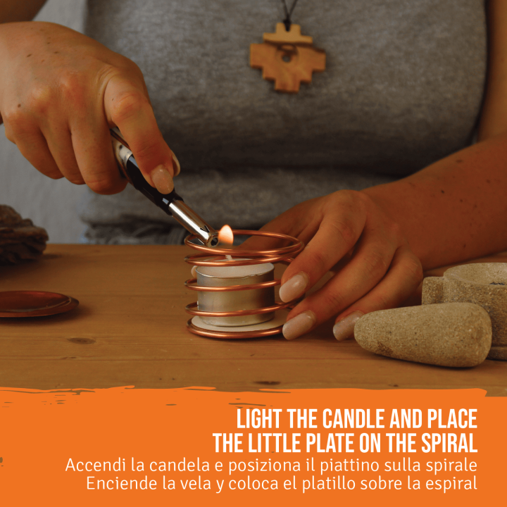 Sublimatore in Rame con Candela e Resina di Palo Santo inclusi