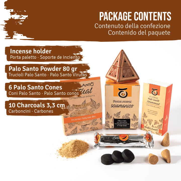 Kit Brucia Incenso, Trucioli Ritual, Coni Cerimonial, Carboncini Diam.33